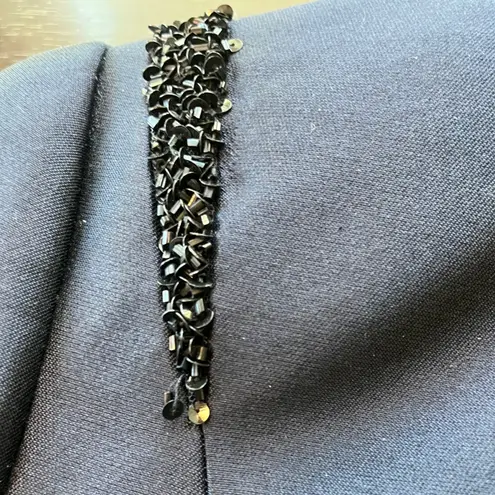 Liancarlo Couture 100% Silk Beaded Jacket and Skirt Set Deep Navy Blue, Size 10 Blue