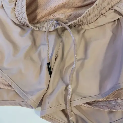 NOODME Women's XL Running Shorts Blush Pink Lined Zip Pockets High Rise Stretch