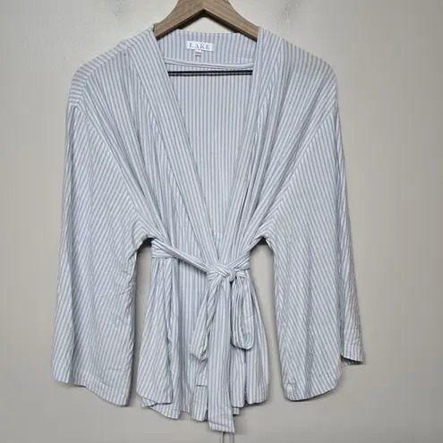 Lake Pajama Kimono White Blue Striped Dream Modal Lounge Pima Belted Medium