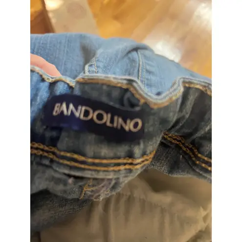 Bandolino Jeans Size 12 Embroidered Embellished Cropped Frayed Hem Blue Denim