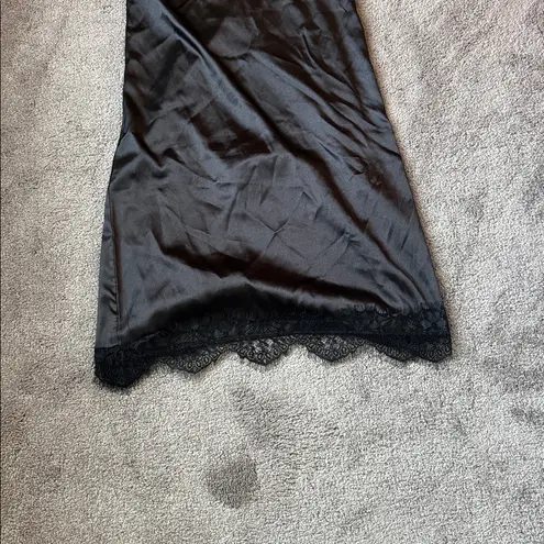Black Lace Trim Satin Chemise SIZE S