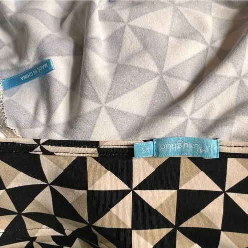 J. McLaughlin Wrap Dress with Geometric Design Size XS Black, Off White, Khaki