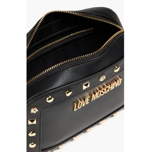 Love moschino Studded Leather Black and Gold Crossbody Bag New!