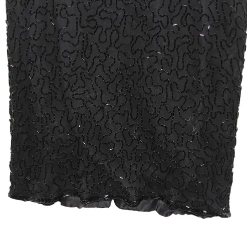 Laurence Kazar Black Sequin Covered Mini Dress Silver Details Large