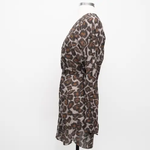 Nanushka. Johanna Leopard Print Twist Mini Dress Brown Size XS