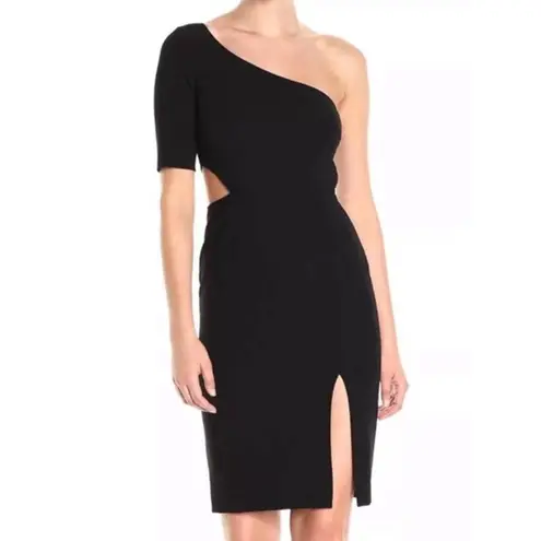 Jill Stuart Jill  Solid Black One Shoulder Cut Out Sheath Dress Size 6