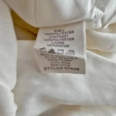 Mystree | NWT Embroidered Yoke Dress Crinkle Chiffon Cream Gold Lavender | Large