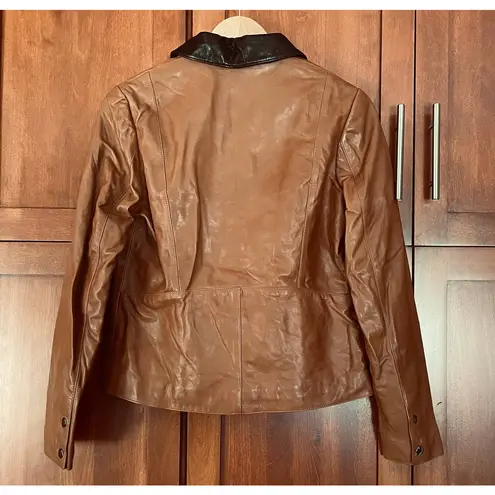 Frame Leather Jacket Snap Front Brown Size Small