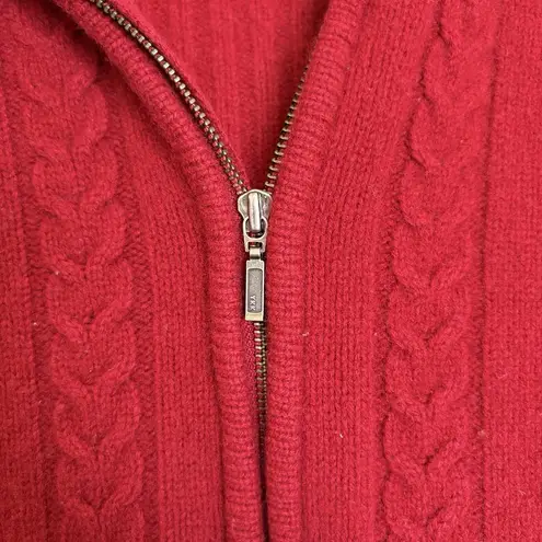 Eagle's Eye lambs wool Knit hooded sweater size medium Full Zip Red