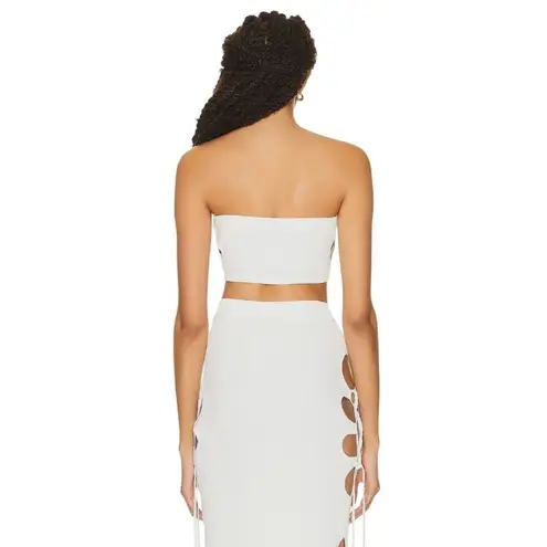 Casablanca Cut Out Ribbed Bralette in White Small New Womens Cropped Tube Top