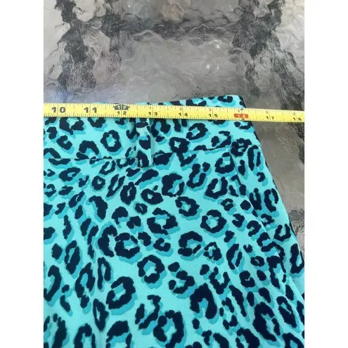 Ann Taylor  Loft Leopard Animal Print Dress Pants Green/Black Polyester/Spandex