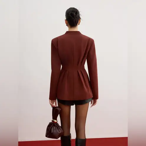 NWT Commense Cinched Pleated Blazer With Shoulder Pads, Medium