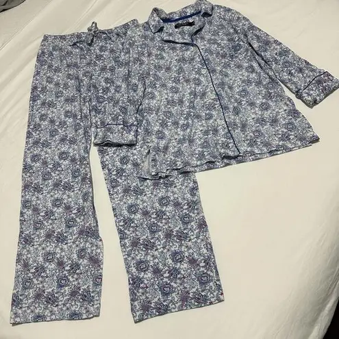 Ralph Lauren Lauren  S Small PJ Pajama Set Long Sleeve Top / Pants Blue Pattern