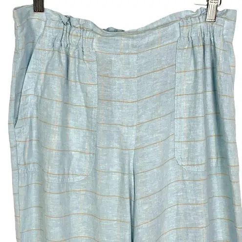 Sharagano Linen Blend Blue Casual Pull On Pants Size M Resort Cruise Lagenlook