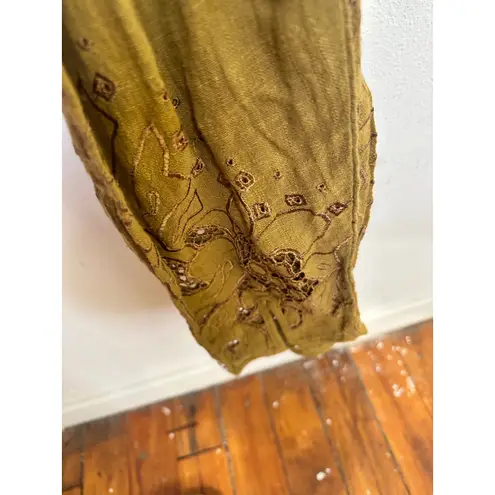 ONE TEASPOON Tobacco Tan Embroidered Lace Cutout Long Sleeve Jumpsuit Size XS Brown