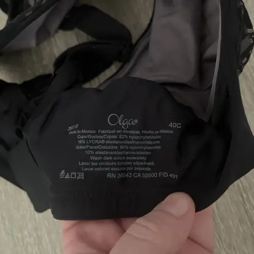 Olga Sheer Leaves Underwired Minimizer Bra Size 40C Black 35519 - Image 4