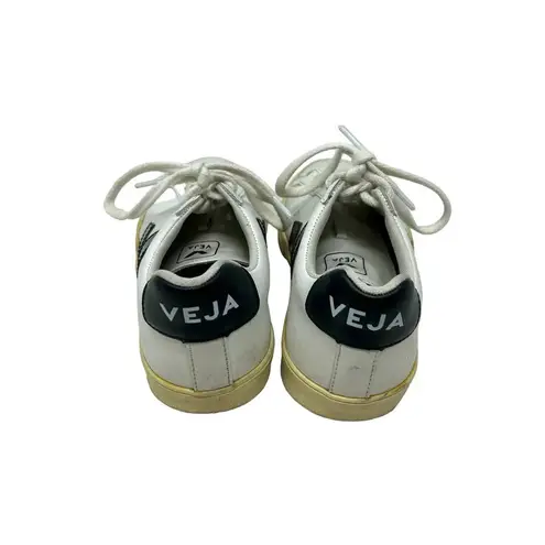 VEJA Esplar Leather White Plantine Sneakers Black Logo Size US 6