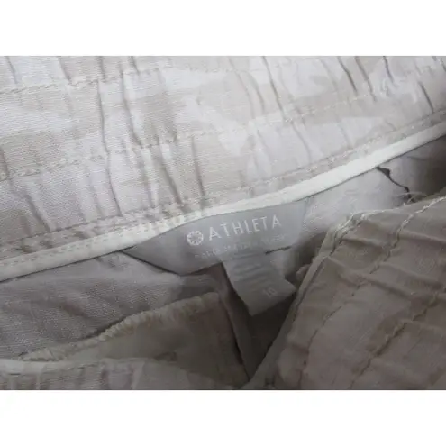 Athleta  Cabo Tide Linen‎ Jogger Pants Women Size 10 in Neutral Camo Pull On