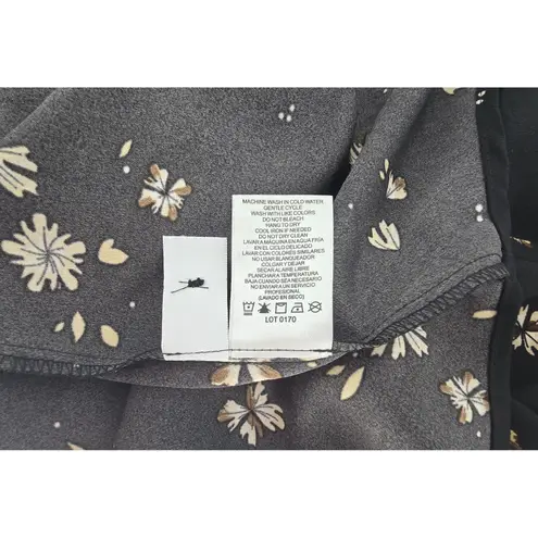 Hilary Radley XL Black Floral Print Long Sleeve Button Down Blouse Top