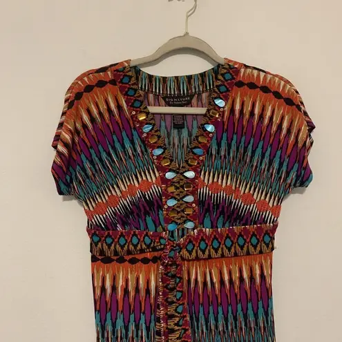 Robbie Bee Signature by Size 4 Petite 4P Multicolor Embellished Sheath Dress