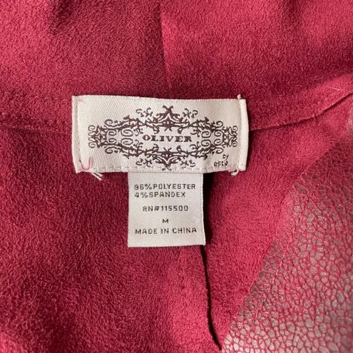 Oliver Women's Pocketed Open Front Faux Suede Drape Vest Cardigan Sz M Red Size M