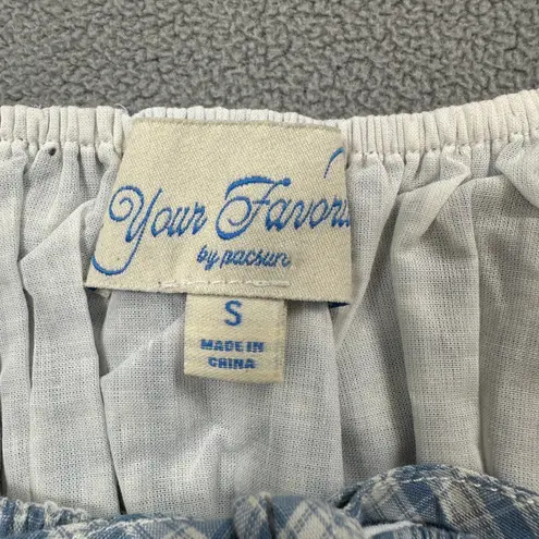 Your Favorite by Pacsun Mini Dress Womens S Blue Gingham Lace Trim Bodice NWT