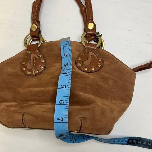 Rina Rich Velvet & Leather Music Top Handle Handbag Brown