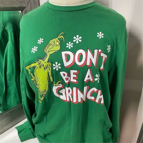 Dr. Seuss Grinch Fleece Pullover Sweatshirt Green Size xl