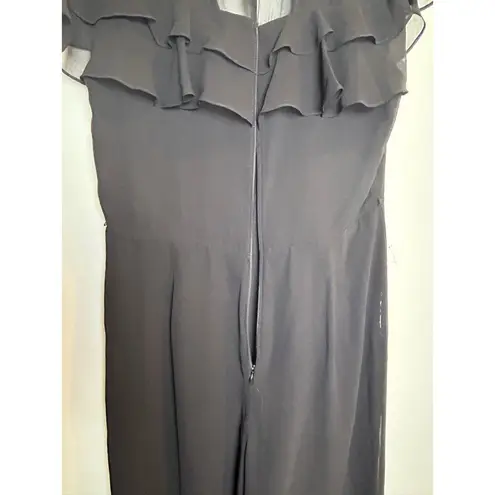 June & Hudson Large Black Jumpsuit Sheer Flutter Sleeves Black Closet Staple