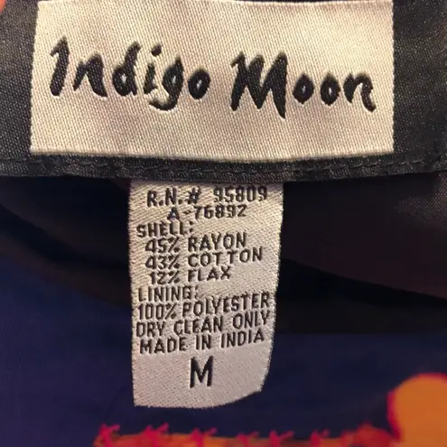 indigo. Moon Art to Wear Jacket Glass Bead Buttons size M