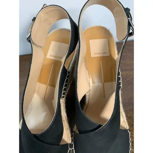 Dolce Vita Womens Espadrille Wedge Sandals Faux Suede Upper Black Nude Size 10 Black