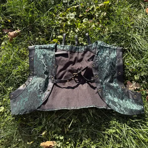 Charmian Corset Pirate Gothic Slytherin Black Lace Green Size 3X