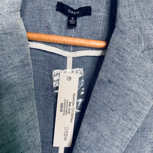 Drew Anthropologie NWT Linen Blend Chambray Blue One Button Blazer Size Small