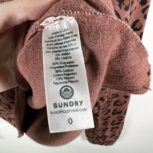 Sundry Women’s Leopard Print Crewneck Sweatshirt Size XS Oversized Designer - Image 8