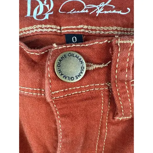 Diane Gilman Dg2 By Womens Rust Straight Leg Jeans Size 0 Cotton Blend