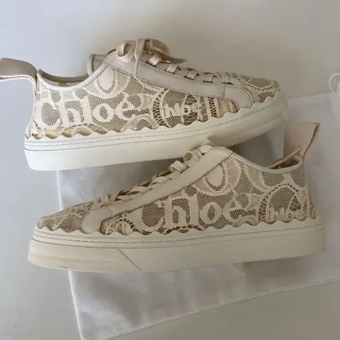 Chloé Chloe Lauren beige lace sneaker