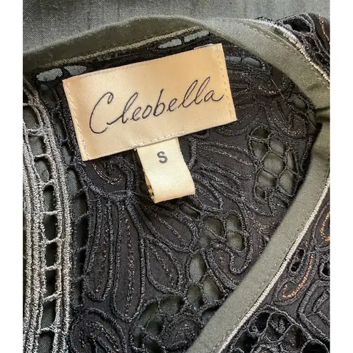 Cleobella Lili Bohemian Hippie Bell Sleeve DeepV Mini Dress in Gunmetal Gray S