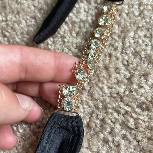 Black Bikini with Gold Chain Accents bling gem pieces size medium scrunch butt