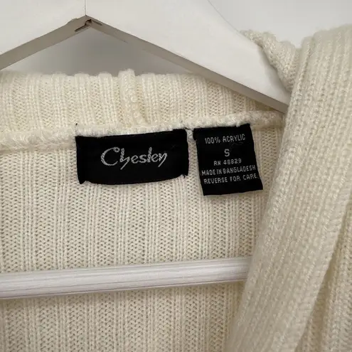 Chesley Ivory Ribbed Button Front Sweater Dress Midi Size Small Y2k