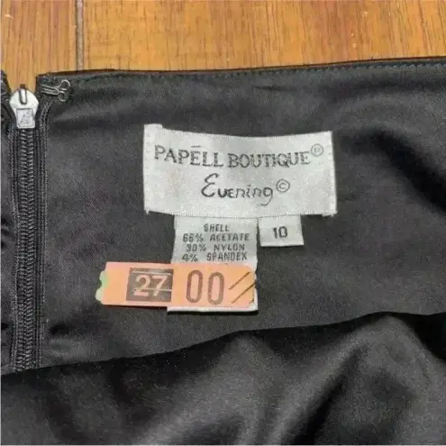 Papell Boutique PAPELL Women's Boutique 90s Knee Length Dress Satin Sz 10 Halter Strap Black