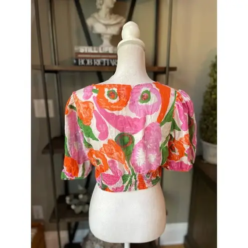 Banjanan Floral Aurora Top Multicolor Womens Size Large Pink