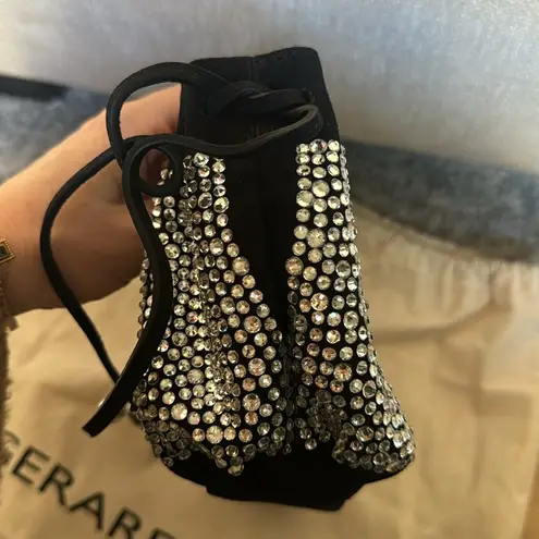 Crossbody bag in suede leather with strass