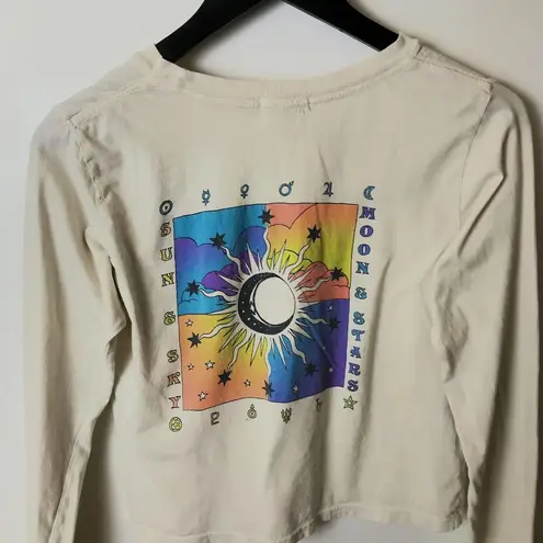 Full Tilt  Sun Moon Sky Stars T Shirt Astrology Double Sided Graphic Tee Cream XS