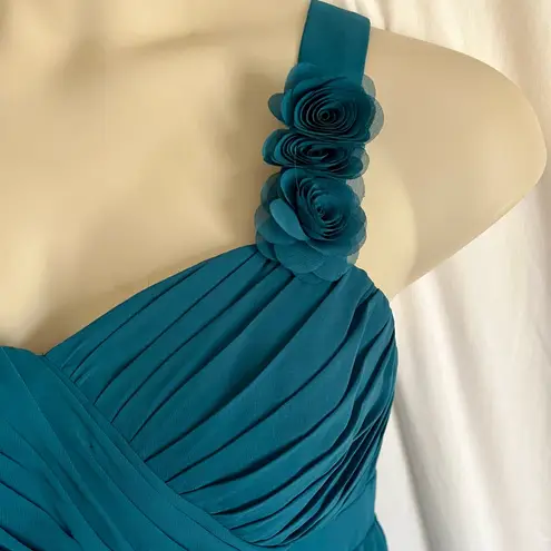 Alfred Angelo Teal Elegant Wedding Prom One-Shoulder Dress