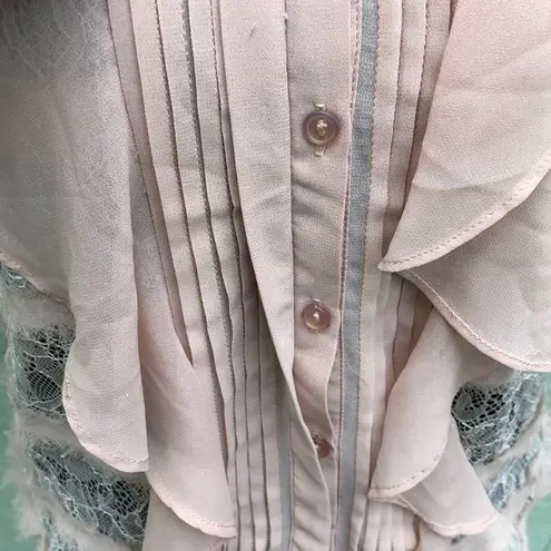 Jealous Tomato Sheer Lace Button Down Top S