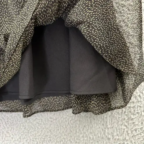 Loft  Pull On Gathered‎ Ruffle Skirt Black Tan Women's Medium