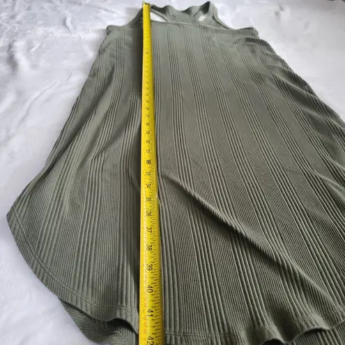 Aerie  Women’s Racerback Tank Dress Olive Ribbed Knit Sleeveless size Small