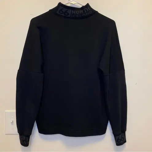 66 NORTH Iceland Torfajokull Logo Turtleneck Sweater Top in Black Sz XS