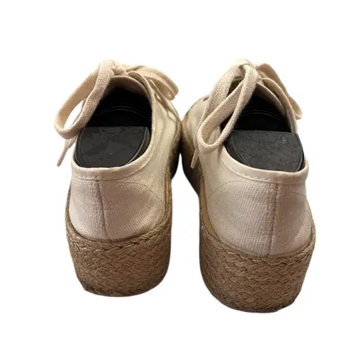 Pull&Bear Platform Espadrille Sneakers Canvas Lace Up Ivory EU 35 Size undefined