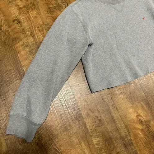 Vtg Y2K Polo Ralph Lauren Cropped Pullover Crewneck Sz Medium Grey Flag